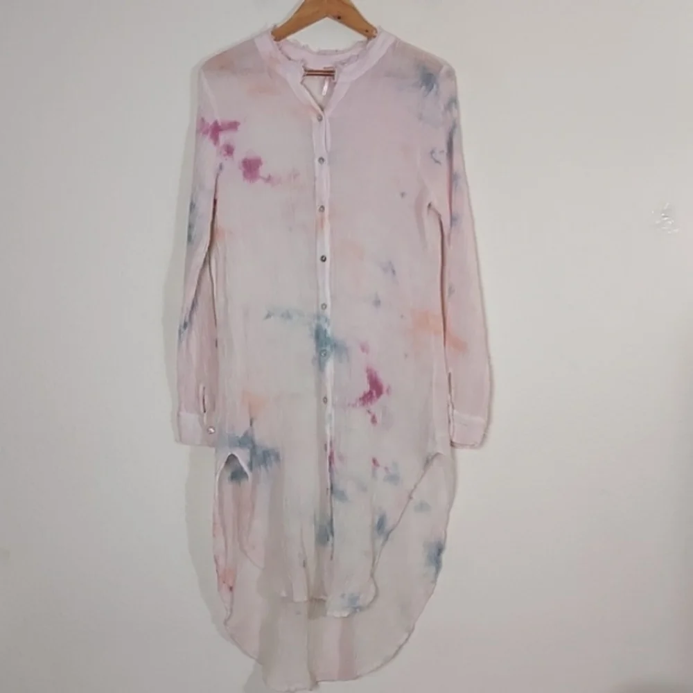 Free People Happiest Morning Button Down Dress Linen Cotton Medium